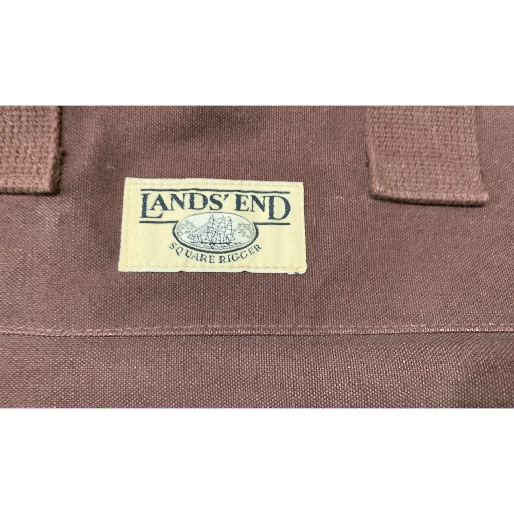Lands End Square Rigger Garment Bag Brown Canvas Vintage Retro Travel Minimalist